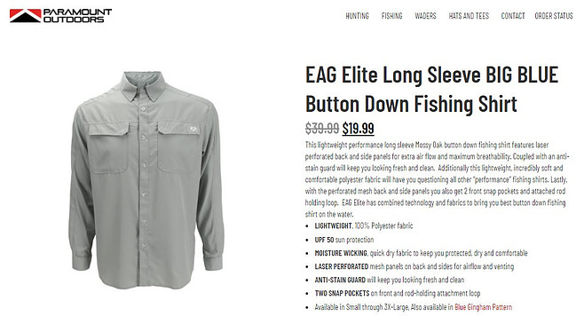 EAG Elite Long Sleeve Fishing Shirt