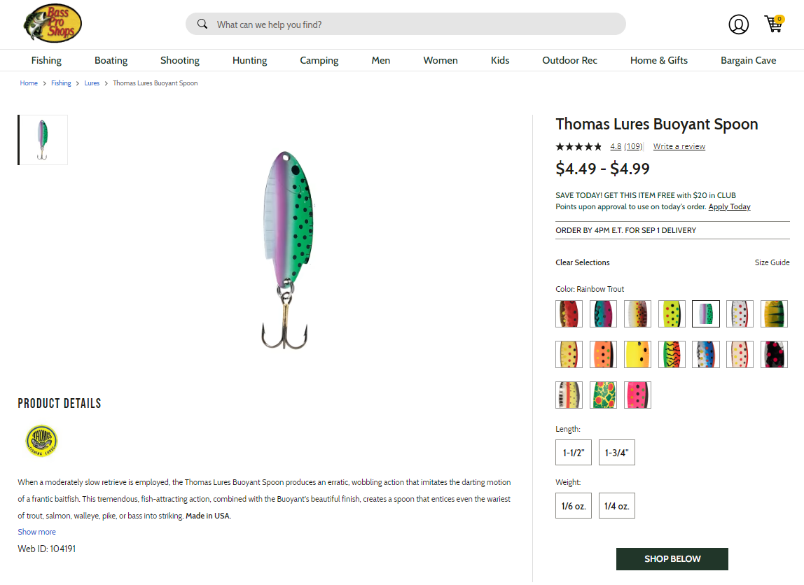 Thomas Bouyant Trout Lure